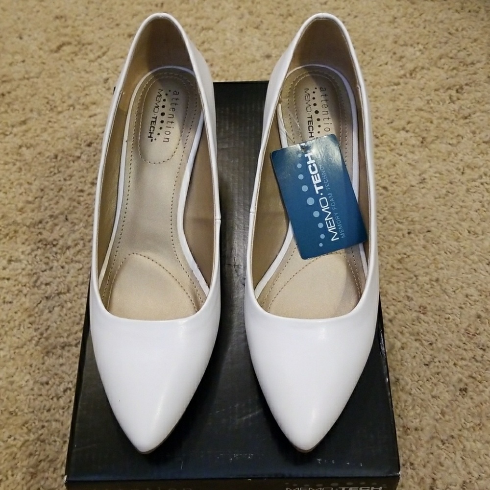 White kitten heels